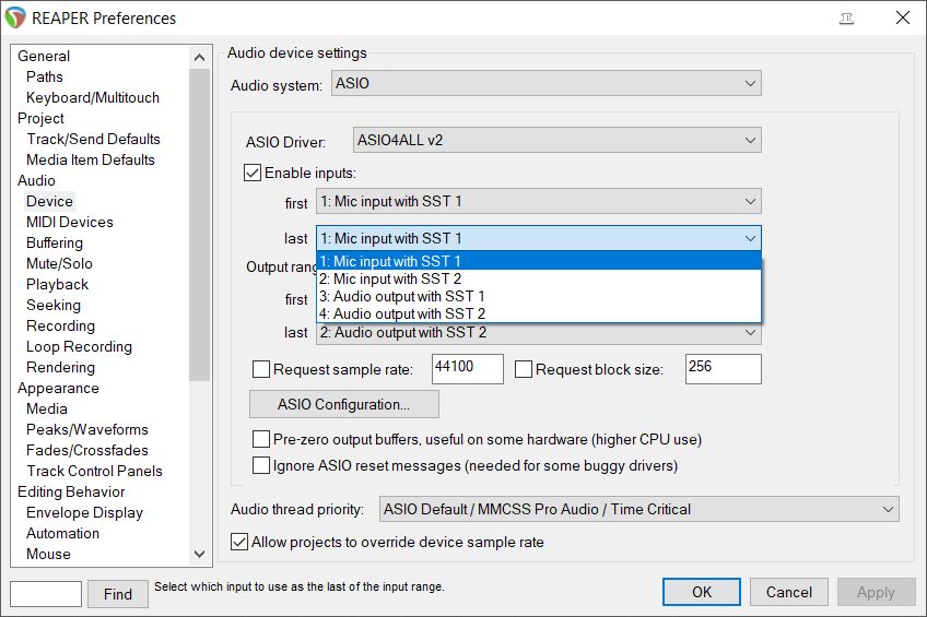 Audio Device Settings Enable Inputs Last