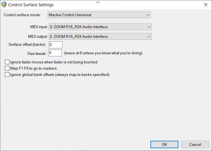 Control Surface Setting Fixed